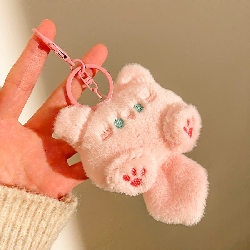 Kawaii Plush Cat Keychain – Cute Fluffy Kitty Bag Charm for Girls & Cat Lovers