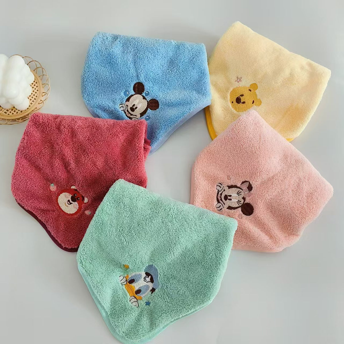 Disney Cartoon Character Hand Towel Set of 5 | Soft & Absorbent Kids Hand Towels | Cute Gift Set