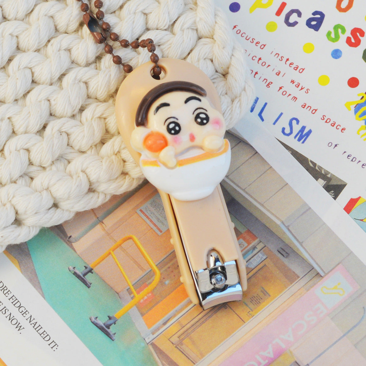 Shinchan Cute Cartoon Nail Clipper Set of 4 with Keychain | Kawaii Shinchan Mini Nail Cutter Set | Portable Travel Nail Clippers for Kids & Adults