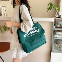 Snoopy Green Canvas Tote Bag – Large Capacity Peanuts Shopping Bag | Cute Cartoon Shoulder Bag for Girls & Women