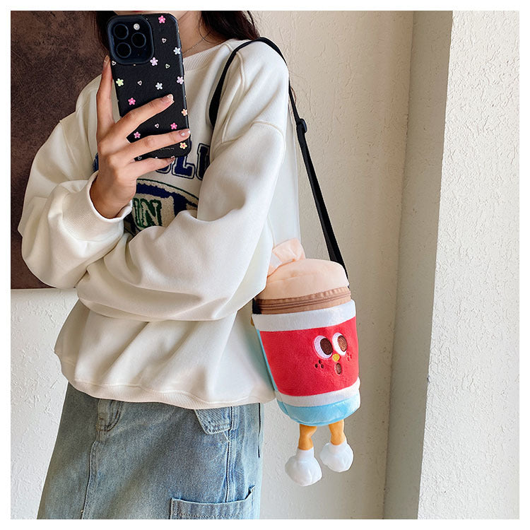 Kawaii Food Plush Sling Bag for Kids & Girls – Cute Hamburger, Fries, Toast & Drink Soft Mini Shoulder Bag
