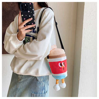 Kawaii Food Plush Sling Bag for Kids & Girls – Cute Hamburger, Fries, Toast & Drink Soft Mini Shoulder Bag
