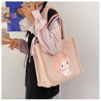 Kawaii Plush Tote Bag – Cute Cartoon Embroidery Shoulder Bag for Girls & Women
