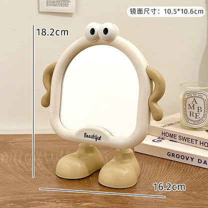 Cute Cartoon Standing Table Mirror with Legs – Kawaii Makeup Mirror for Desk | Aesthetic Vanity Mirror for Girls Room Decor