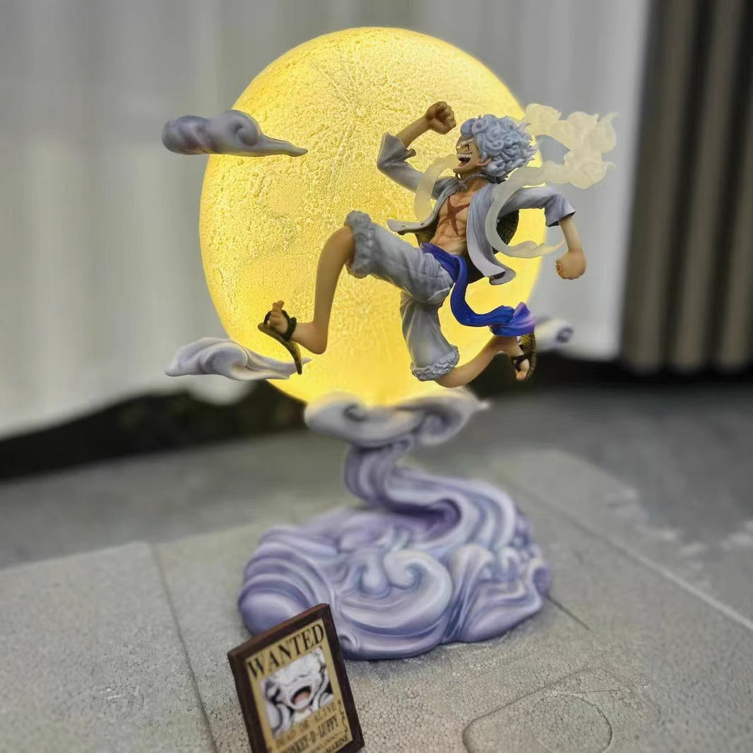 Gear 5 Luffy Moonlight LED Figure – One Piece Anime PVC Collectible Statue | Glow Effect Luffy Desk Decor (14 cm)