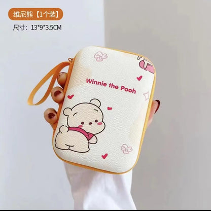 Cute Cartoon Earphone & Charging Cable Organizer Pouch – Pocchaco & Winnie the Pooh Mini Storage Case | Kawaii Data Cable Bag