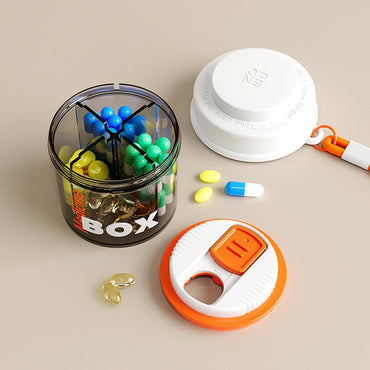 Portable Pill Box with Cutter – Travel Medicine Organizer & Vitamin Storage Container with Keychain Strap