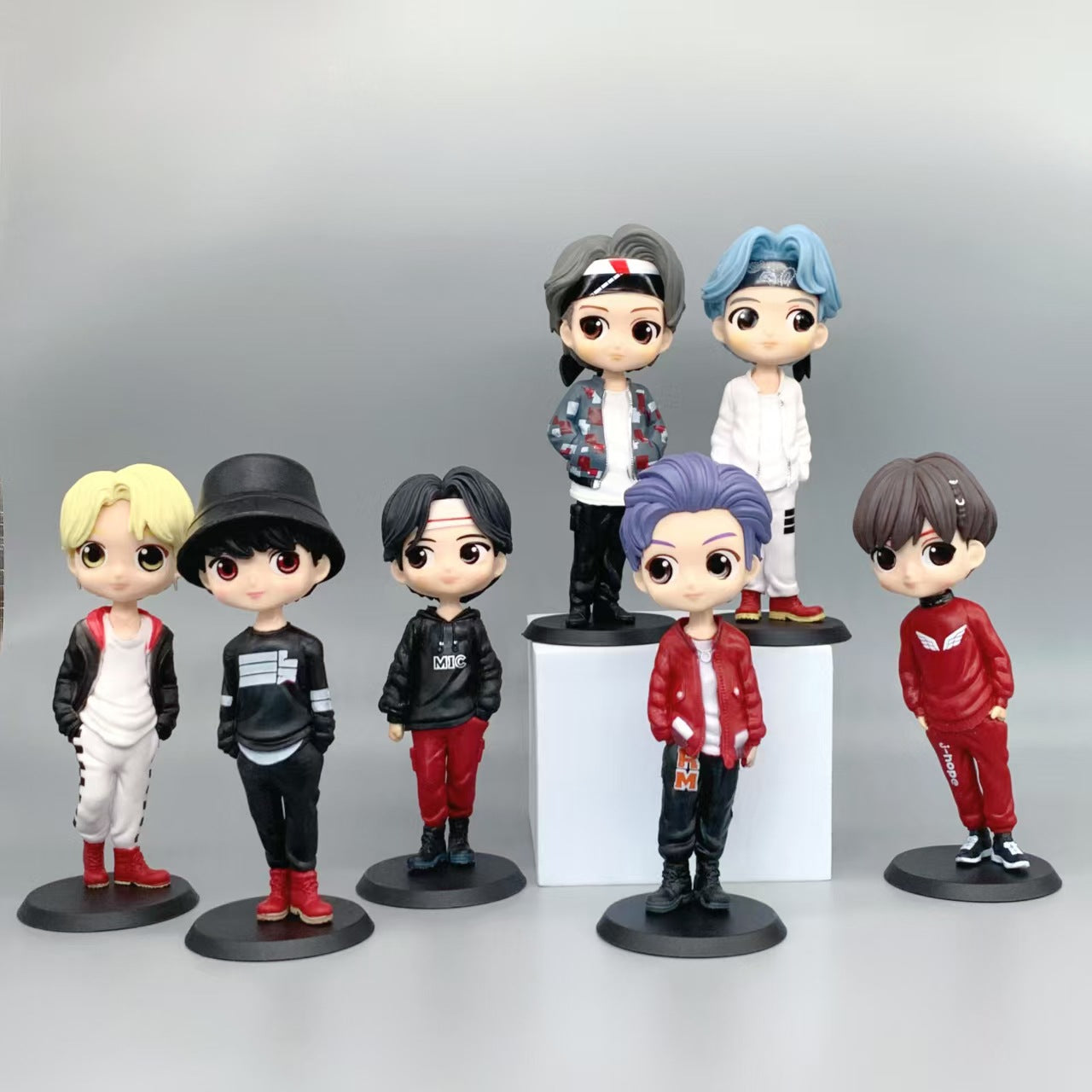 BTS Mini Action Figure Set (Set of 7) – Cute Chibi BTS Members Collectible Dolls for Desk, Shelf & Gifting