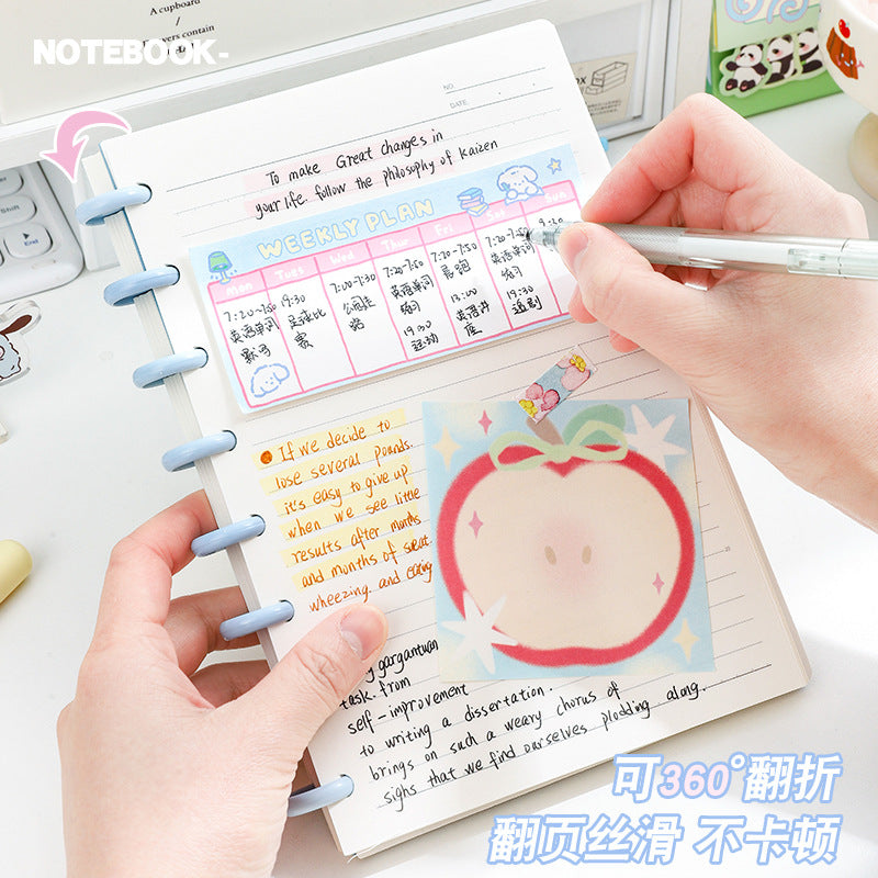 Kawaii DIY Loose-Leaf Notebook Binder – Cute Disc Bound Aesthetic Planner Journal with Decorative Charms