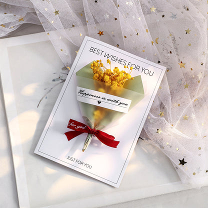3D Mini Flower Bouquet Greeting Card – Handmade Dried Flower Pop-Up Card | Romantic Rose & Sunflower Gift Card | Birthday, Anniversary, Valentine & Thank You Card