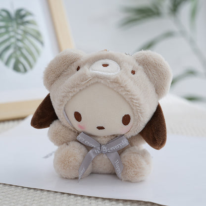 Kawaii Sanrio Bear Hoodie Plush Keychain – Cute Hello Kitty, My Melody & Cinnamoroll Soft Toy Bag Charm Keyring