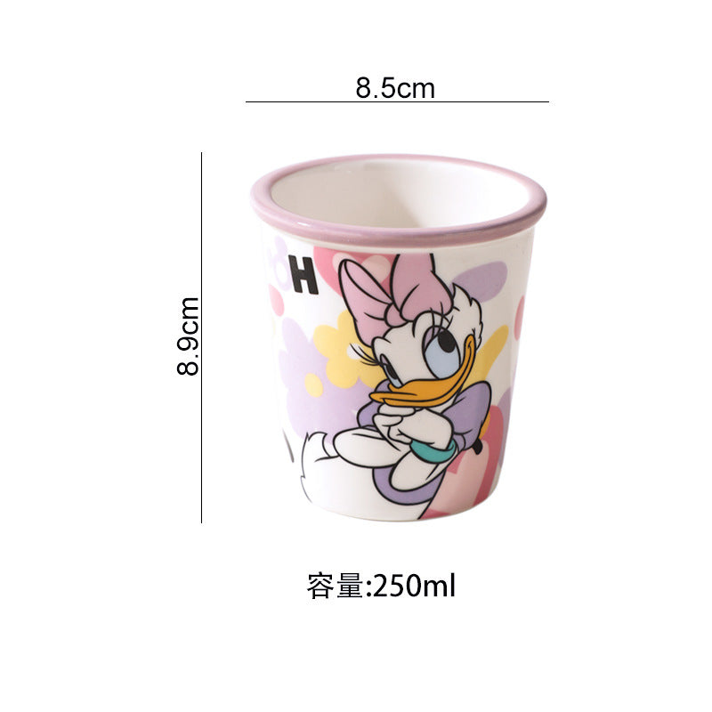 Disney Mickey Mouse, Minnie Mouse, Daisy Duck & Donald Duck Ceramic Coffee Mug Set of 4 – 250ml Cute Cartoon Cups