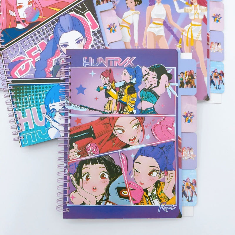 K-Pop Demon Hunter Spiral Diary | Anime Style K-Pop Girls Notebook with Tabs | Cute Korean Aesthetic Journal for School, College & Gifting