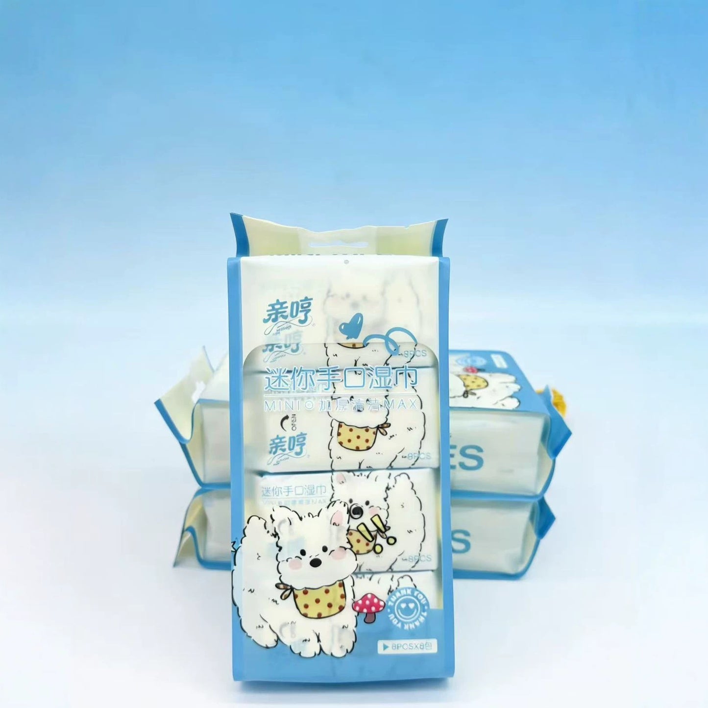 Kawaii Mini Pocket Wet Wipes Set – 8 Packs x 8 Sheets | Cute Cartoon Portable Travel Wet Tissues | Soft Disposable Pocket Wipes for Kids, School, Office & Travel