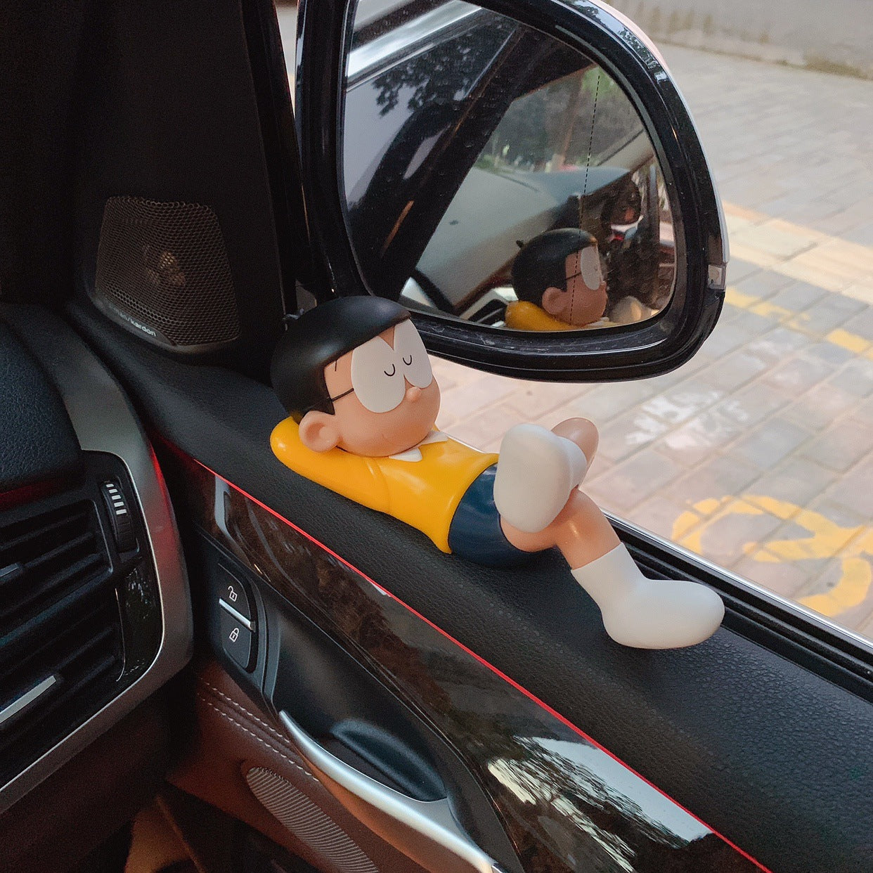 Doraemon Nobita Sleeping Car Dashboard Toy | Cute Anime Car Decoration | Kawaii Dashboard Showpiece (18cm)