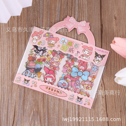 Sanrio Kawaii Sticker Pack Set (Pack of 6) – Cute My Melody, Kuromi & Pastel Decorative Scrapbook Stickers for Journaling, DIY Crafts, Laptop, Phone & Stationery