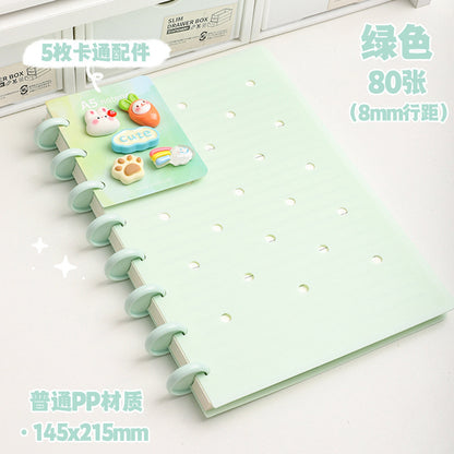 Kawaii DIY Loose-Leaf Notebook Binder – Cute Disc Bound Aesthetic Planner Journal with Decorative Charms