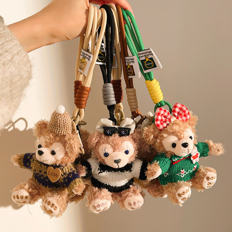 Kawaii Teddy Bear Plush Keychain with Lanyard – Cute Mini Bear Bag Charm | Soft Plush Doll Key Holder for Backpack, Purse & Gifts