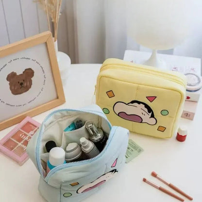 Shinchan Cartoon Cosmetic Pouch | Cute Kawaii Multipurpose Makeup & Stationery Storage Bag (Random Design)