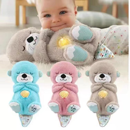 Kawaii Breathing Otter Plush Toy with Light & Soothing Music – Baby Sleep Companion, Calming Breathing Stuffed Animal for Infants & Toddlers