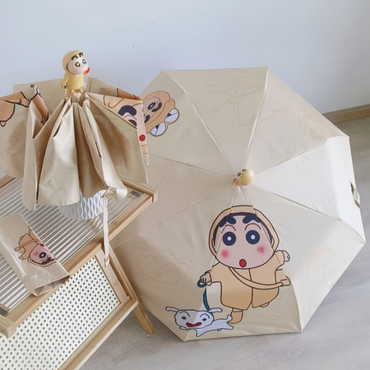Shinchan Cartoon Automatic Umbrella – Cute Foldable Kids & Women Umbrella | Windproof Waterproof Travel Umbrella | Kawaii Shinchan Rain Umbrella