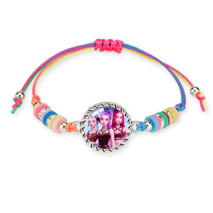 K-Pop Anime  Bracelet  Character Charms | Adjustable Multicolor String Bracelet for Girls, Kids & Teens | Cute Korean Style Jewelry Gift