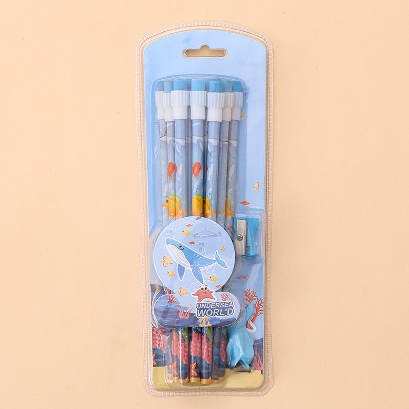 Kawaii Cartoon Pencil Set for Kids – Cute Stationery Pack (HB Pencils + Eraser + Sharpener) | Kuromi, Unicorn, Undersea, Cinnamoroll Inspired Designs