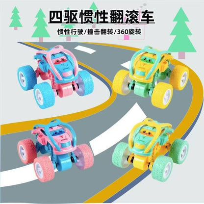 Mini Inertia Powered Stunt Car Toy for Kids | 360° Flip Off-Road Push & Go Toy Car (Single Piece, Random Color)