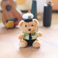 Kawaii Uniform Teddy Bear Keychain – Police & Firefighter Edition (One Piece)