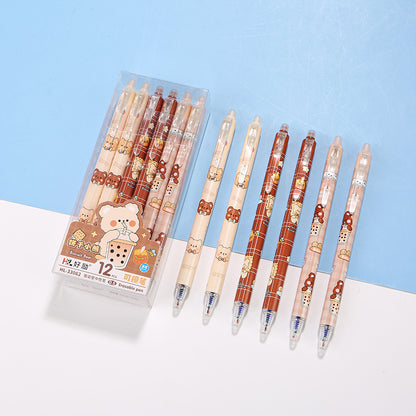 Kawaii 0.5mm Erasable Gel Pen Set (12 PCS) – Cute Cartoon Blue Ink Pens for School, Office & Journaling