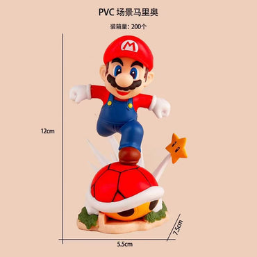 Super Mario Running on Red Shell & Star PVC Action Figure (12cm) | Mario Collectible Toy Statue | Gaming Decor Gift for Kids & Fans