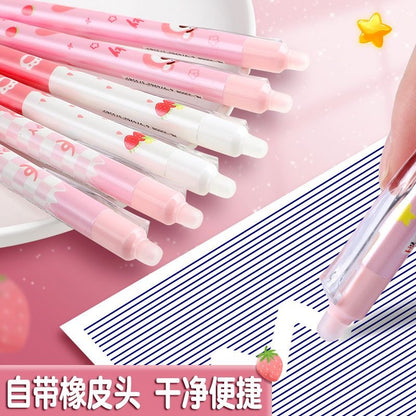 Kawaii 0.5mm Erasable Gel Pen Set (12 PCS) – Cute Cartoon Blue Ink Pens for School, Office & Journaling