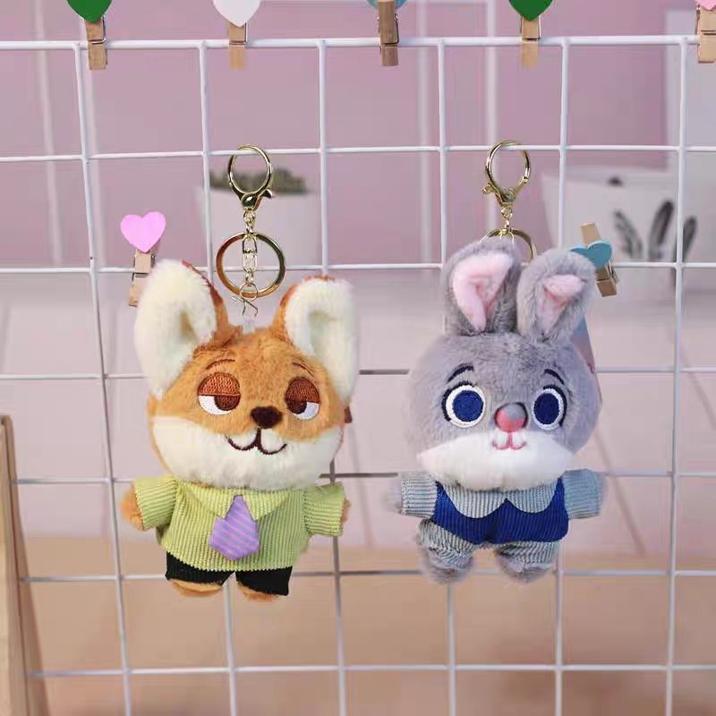 Disney Zootopia Plush Keychain – Nick Wilde & Judy Hopps Soft Toy Bag Charm | Cute Cartoon Keyring for Kids & Gifts