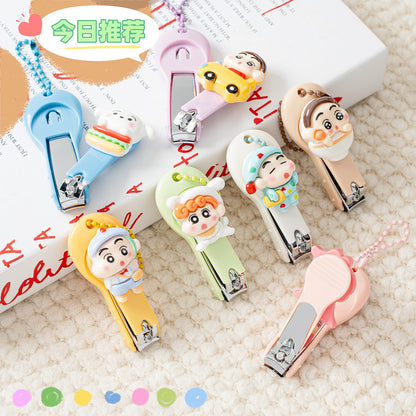 Shinchan Cute Cartoon Nail Clipper Set of 4 with Keychain | Kawaii Shinchan Mini Nail Cutter Set | Portable Travel Nail Clippers for Kids & Adults