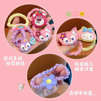 Cute Kawaii Cartoon Hair Accessories Set for Girls – Soft Elastic Hair Ties, Bow & Flower Ponytail Bands