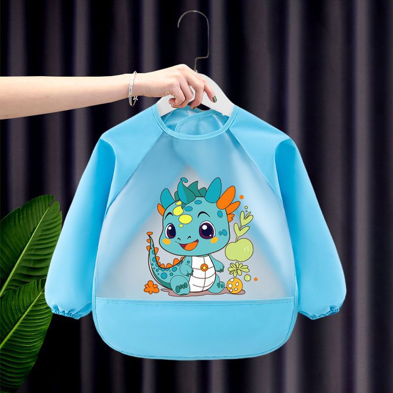 Kids Waterproof Feeding Bib with Sleeves – Cute Cartoon Rabbit & Dinosaur Long Sleeve Baby Apron | Mess-Free Eating & Painting Smock for Toddlers