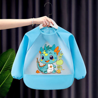 Kids Waterproof Feeding Bib with Sleeves – Cute Cartoon Rabbit & Dinosaur Long Sleeve Baby Apron | Mess-Free Eating & Painting Smock for Toddlers