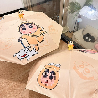 Shinchan Cartoon Automatic Umbrella – Cute Foldable Kids & Women Umbrella | Windproof Waterproof Travel Umbrella | Kawaii Shinchan Rain Umbrella