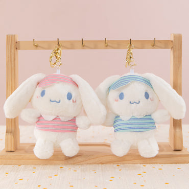 Cinnamoroll Sporty Stripes Plush Keychain – Cute Kawaii Charm