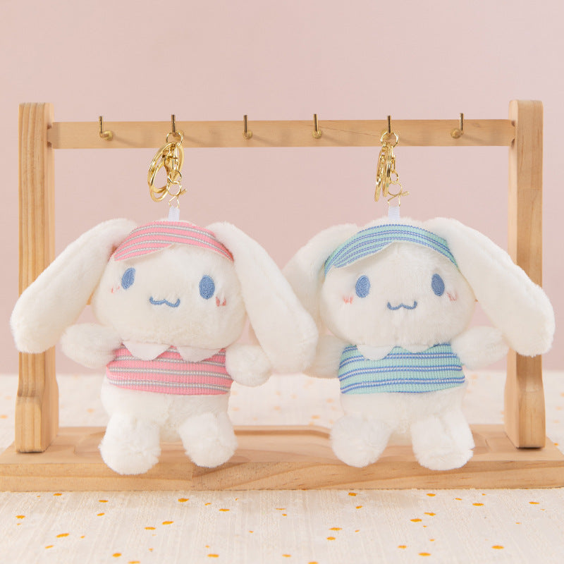 Cinnamoroll Sporty Stripes Plush Keychain – Cute Kawaii Charm