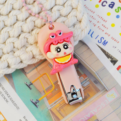 Shinchan Cute Cartoon Nail Clipper Set of 4 with Keychain | Kawaii Shinchan Mini Nail Cutter Set | Portable Travel Nail Clippers for Kids & Adults