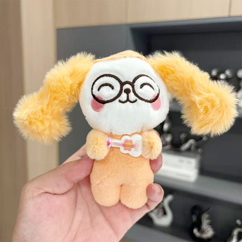 Kawaii Guitar Bunny Plush Toy Keychain – Cute Rabbit Stuffed Doll with Glasses