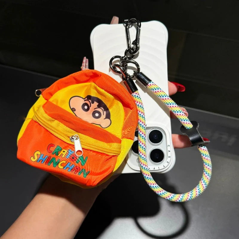 Crayon Shinchan Mini Coin Purse with Keychain – Cute Cartoon Zipper Pouch for Kids & Anime Fans