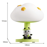 Kawaii Mushroom Table Lamp with Cute Panda Figurine – LED Night Light for Bedroom & Study