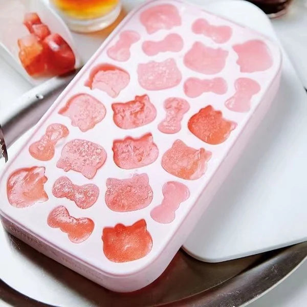 Hello Kitty Silicone Ice Cube Tray Mold – Cute Bow & Kitty Shape Ice Maker for Home, Drinks, Kitchen & Party Use
