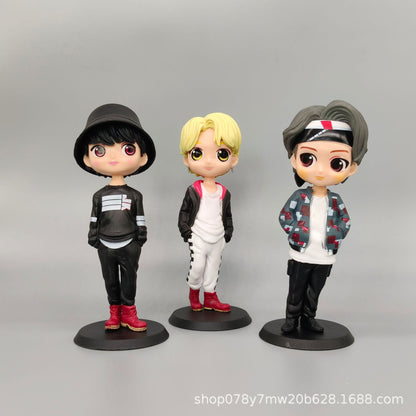 BTS Mini Action Figure Set (Set of 7) – Cute Chibi BTS Members Collectible Dolls for Desk, Shelf & Gifting