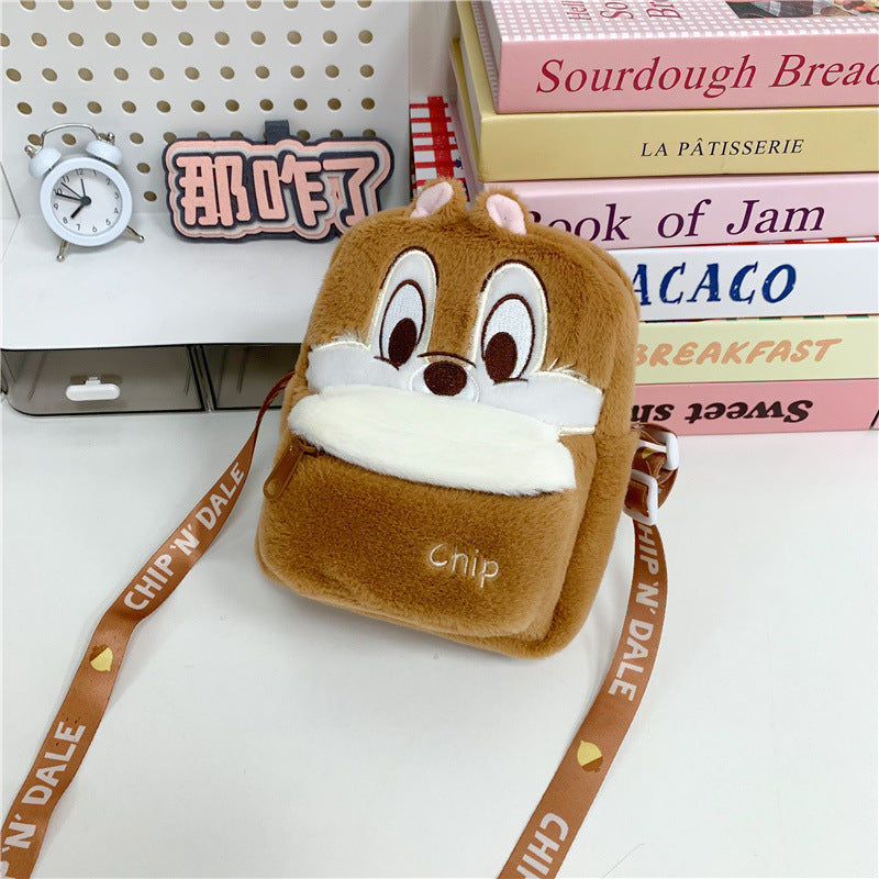 Stitch, Winnie the pooh, Nick, Judy,qiqi & Officer Leopard Cute Plush Sling Bag – Kawaii Cartoon Soft Crossbody Shoulder Bag for Kids & Girls