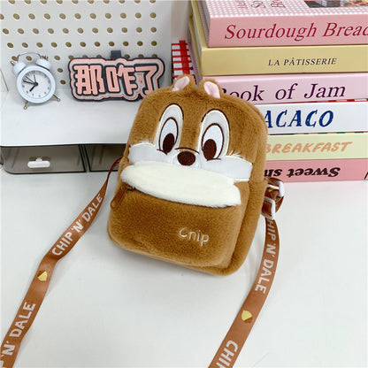 Stitch, Winnie the pooh, Nick, Judy,qiqi & Officer Leopard Cute Plush Sling Bag – Kawaii Cartoon Soft Crossbody Shoulder Bag for Kids & Girls