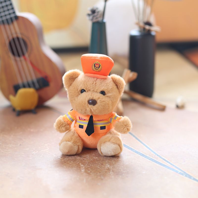 Kawaii Uniform Teddy Bear Keychain – Police & Firefighter Edition (One Piece)