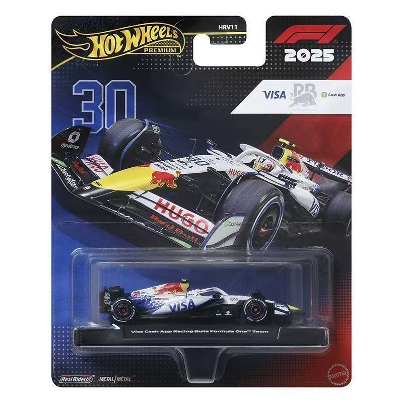 Hot Wheels Premium 2025 F1 Visa Cash App RB Formula One Team Car #30 – 1:64 Diecast Metal Model with Real Riders